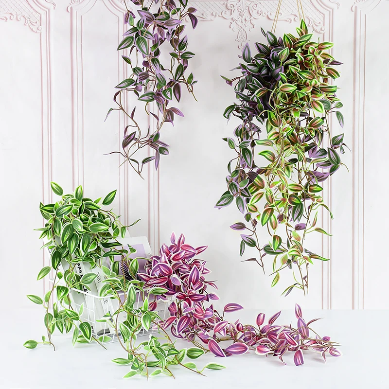 

1pc Artificial Plant Evergreen Leaf Vine Green Purple Ivy Wall Home Decor Simulation Leaf Rattan Flower Home Party Decoration