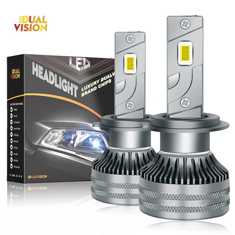 Dualvision H7 H4 H11 LED Headlight 120W High Power H8 H9 HB4 HB3 9005 9006 9012 Turbo Lamp 6000K White Car Lights For Lenses 12V