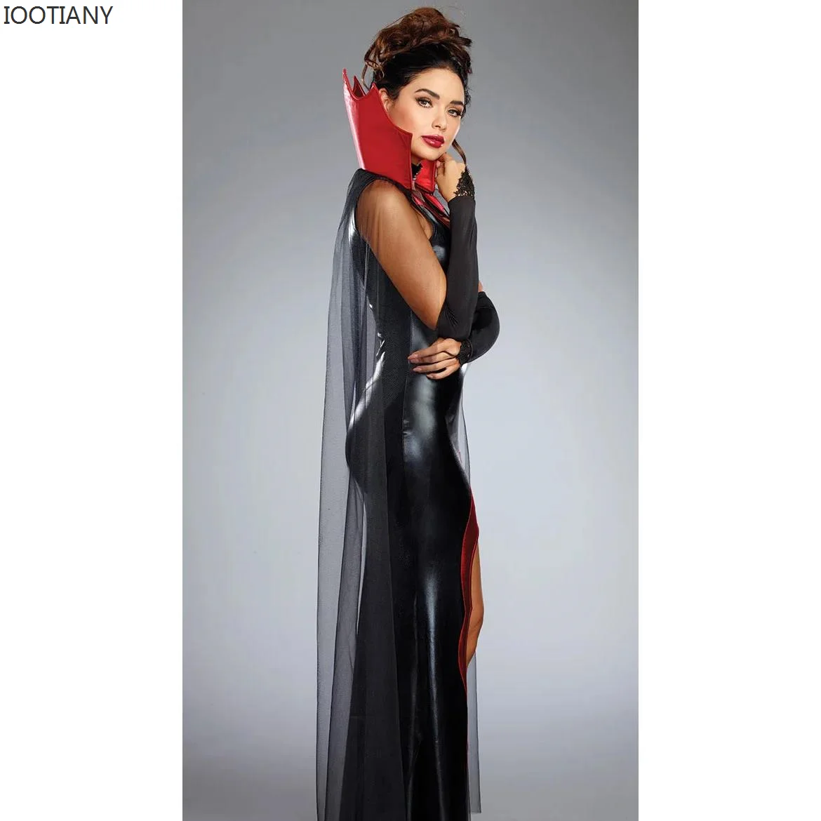 Fantasia de Carnaval de Halloween das mulheres, Bruxa, Vestido de Vampiro, Couro envernizado, Baile, Demônio, Menina, Diabo, Uniformes de RPG