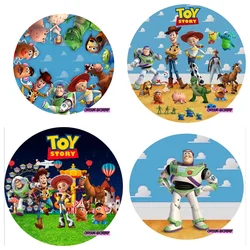 Buzz Lightyear Toy Story Round Bacdrop Cover Photography Background For Boy 1st Happy Birthday Banner Covers Circle Decor Photo