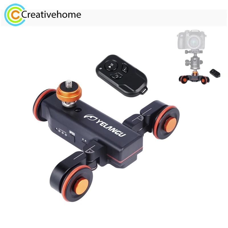 

YELANGU L4X Video Camera 3-Wheel Track Autodolly Dolly Car with Remote Control for DSLR DV Camera, GoPro, Smartphone, Load: 3kg