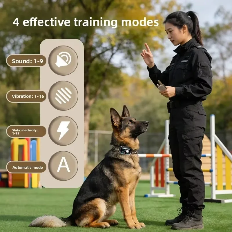 Electric Dog Training Collar Digital 1000m Remote Control Shock Vibrator IPX7 Waterproof Pet Dog Bark Control Stop Collar view 2