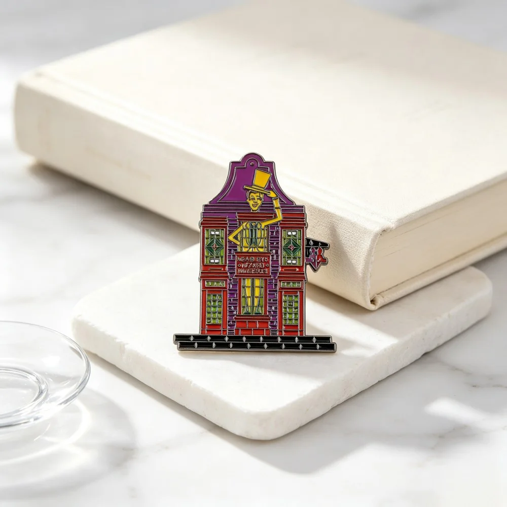 Wizard Store Enamel Brooch Pin Magic Shop Building Lapel Brooch Collectible Badge, Fantasy Movie Jewelry Gift for Backpack