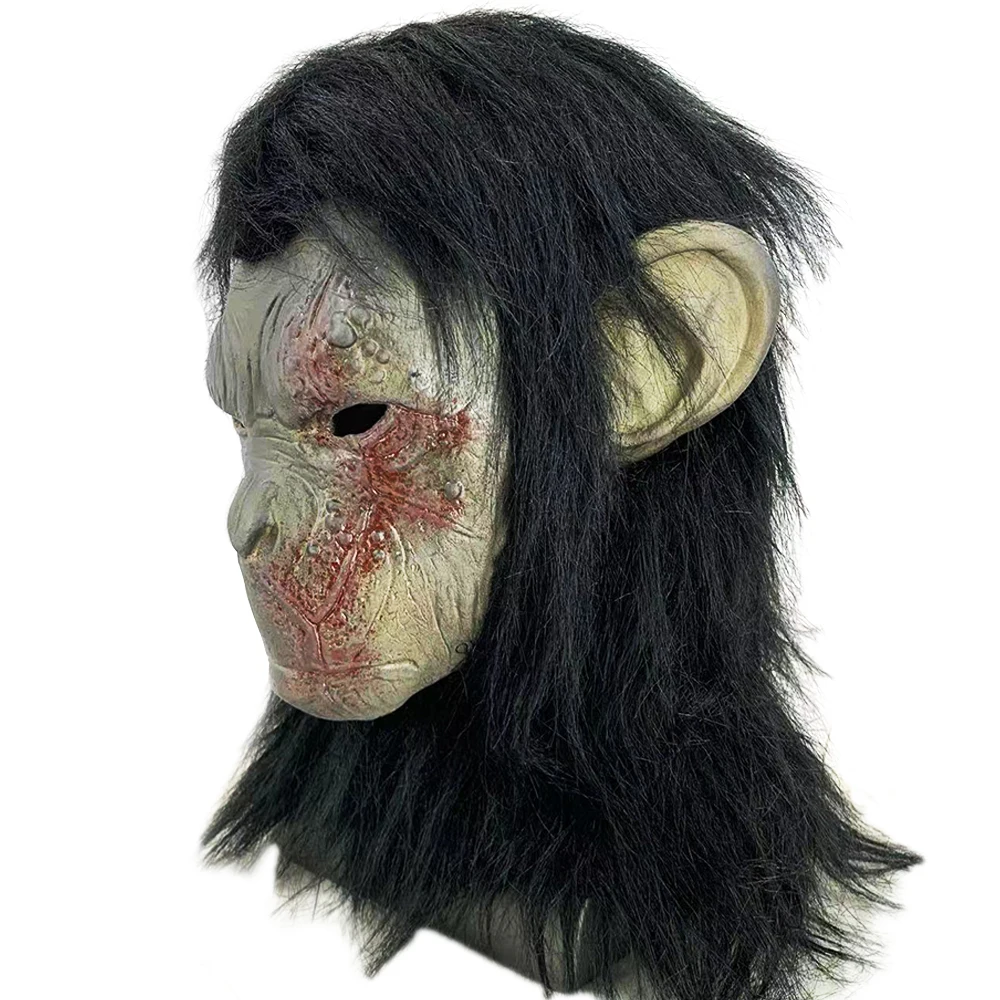 Horror Chimp Mask Gorilla Latex Mask Halloween Costume Black Monkey Masks Animal Carnival Party Copslay