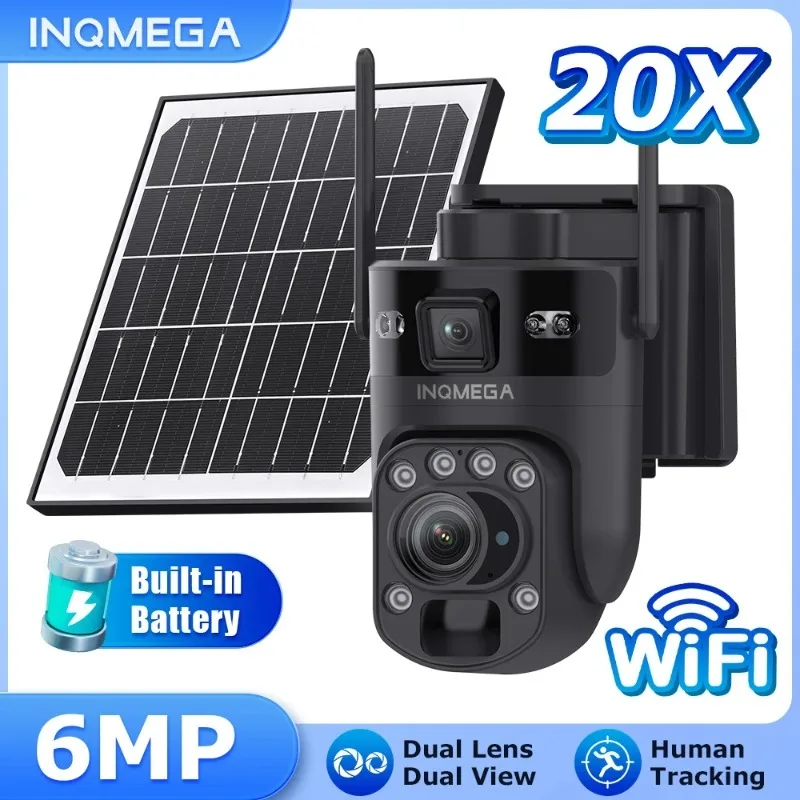 

INQMEGA 6MP 3K 20x Zoom Triple Lens Solar Camera 4G/WIFI Wireless Outdoor Dual View 360° Rotation PTZ PIR Human Detection Camera