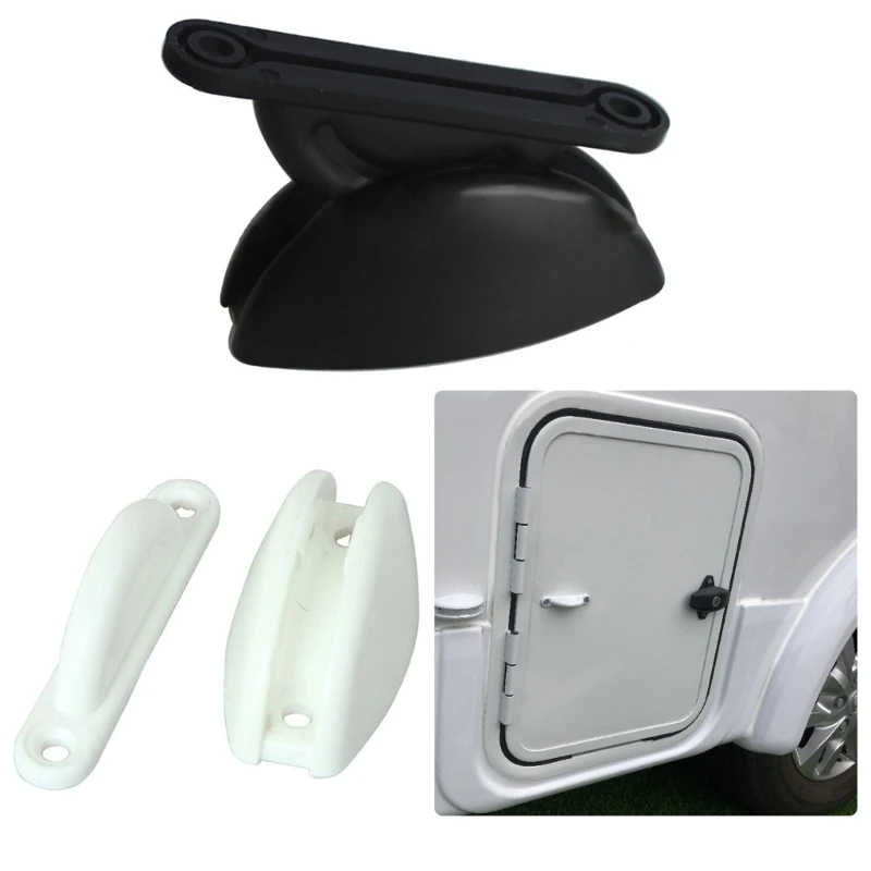 Door Retainer Catch for Caravan Campers Motorhome Boat RV-Nylon Door Stoper Clip Installed On Cabinet Drawer Black/White