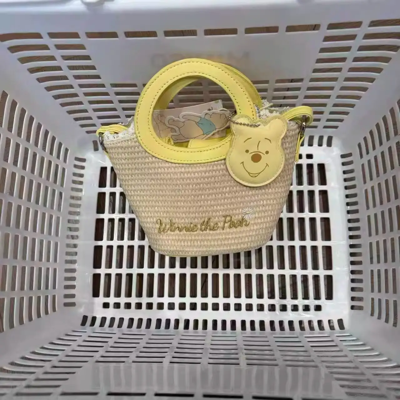 

Disney Winnie the Pooh Daisy Series Woven Straw Crossbody Bag Cute Cartoon Summer Rattan Shoulder Purse Beach Holiday Casual