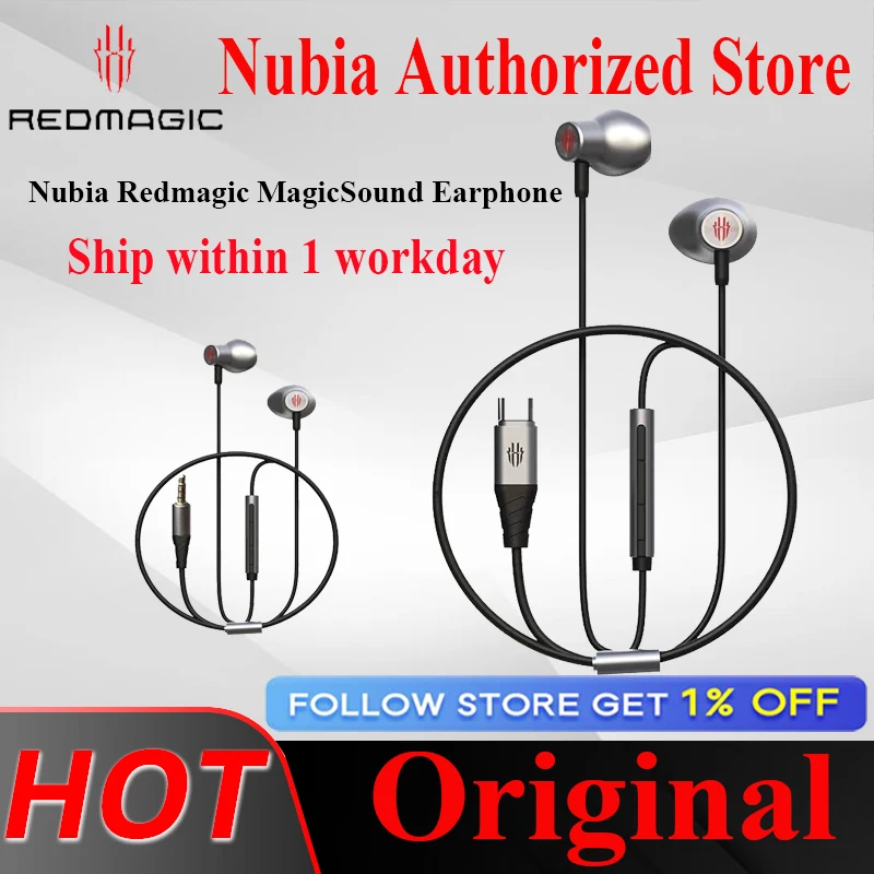 ZTE Nubia Redmagic MagicSound Earphone Type-C/3.5MM Wired Earphone 14.2mm Driver Diameter Headset For RedMagic 5G