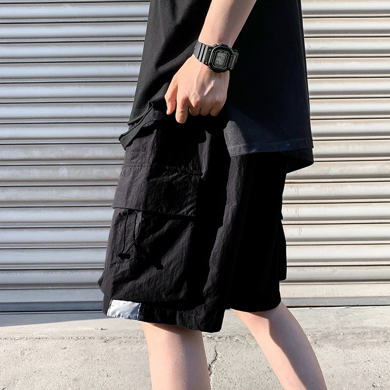 Trendy Ice Silk Wide Leg ort Pants Men's plus Size Five-Quarter Length Workwear Qui Dry Summer Beach Sports Casual Trousers