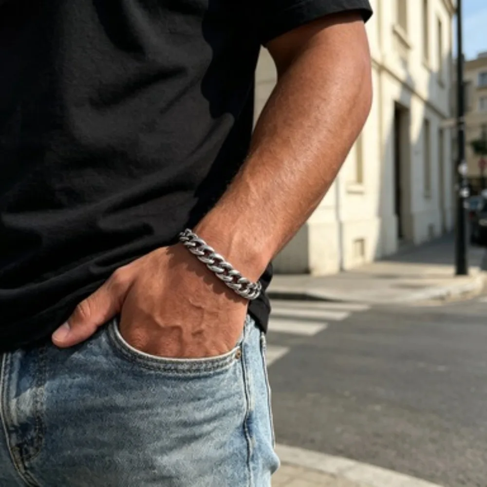 Stainless Steel For Men Women Cuban Chain Bracelet Jewelry Gift