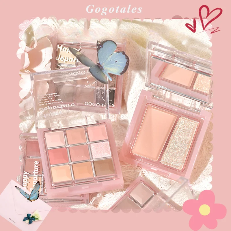 

Gogotales Glaze Dream Integrated Pink Disk powder blusher pink brown matte pearlescent highlight integrated disk Makeup