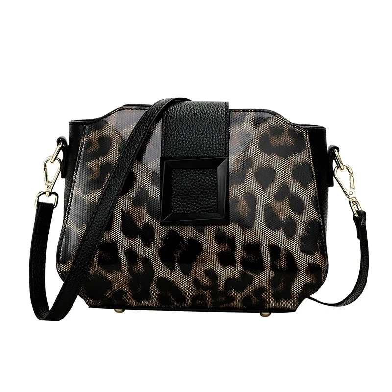 Aidrani   Fashionable leopard print single shoulder diagonal cross women\'s bag, round mini cowhide bag