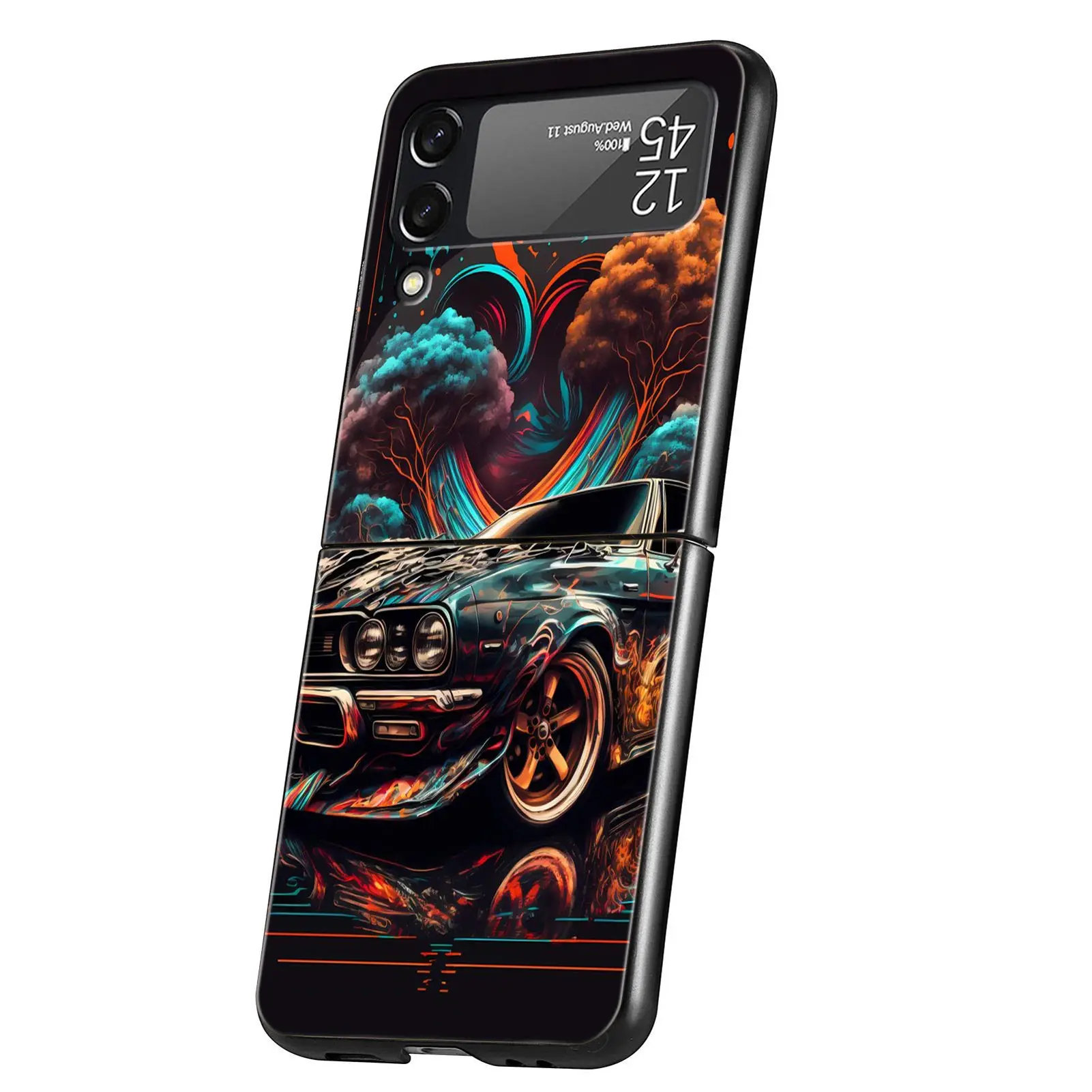 For Samsung Galaxy Z Flip 3 4 5 Hard Black Folding PC Phone Case Sports Car JDM Tokyo drift F1 Luxury For Samsung Z Flip3 Cover