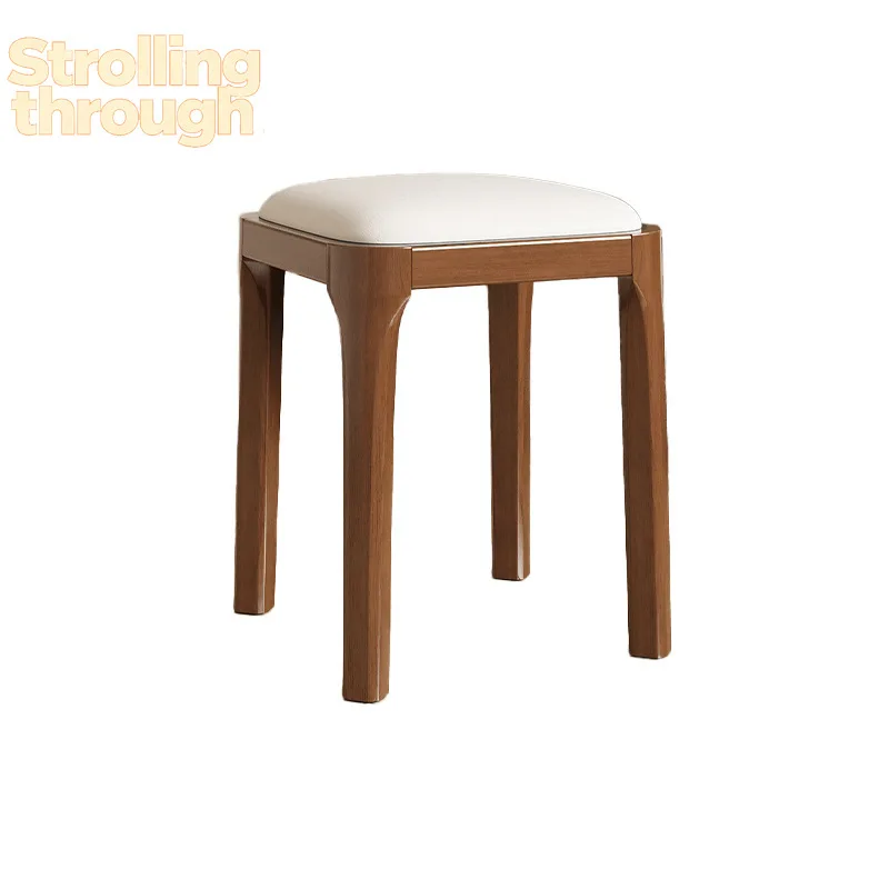 

Табурет из массива дерева, для дома и гостиной, мягкий квадратный табурет, обеденный стул, можно складывать в комплект с простыми современными низкими табуретами.