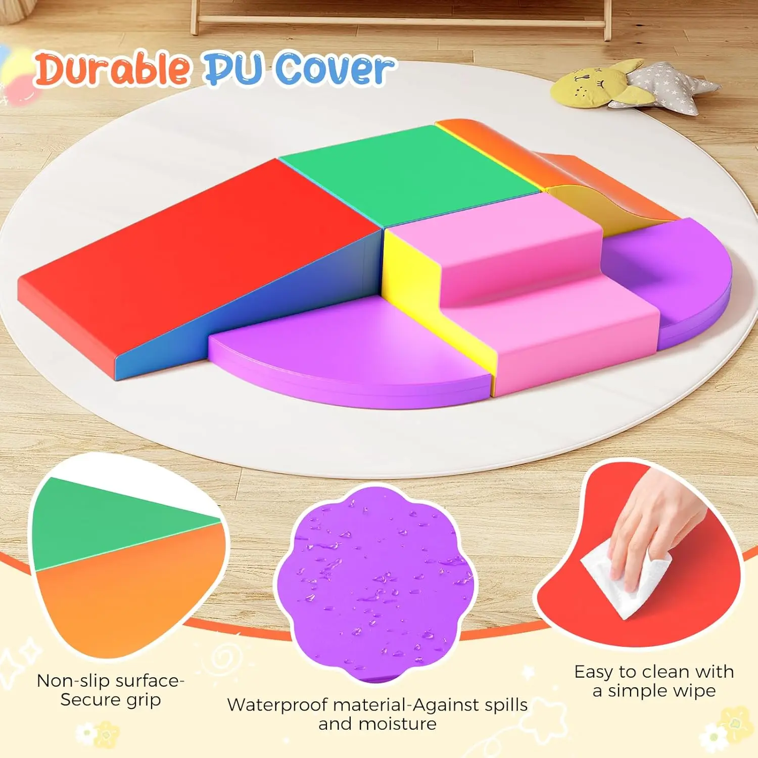 Bloques de escalada de espuma para niños pequeños, bloques de escalada para bebés, juego suave de escalada para niños pequeños con bloque plegable y túnel interior Cl
