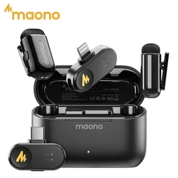 MAONO T1 Mini Wireless Lavalier Microphone AI Noise Reduction Mini Mic for iPhone USB-C Android Phone Video Recording (WM622)