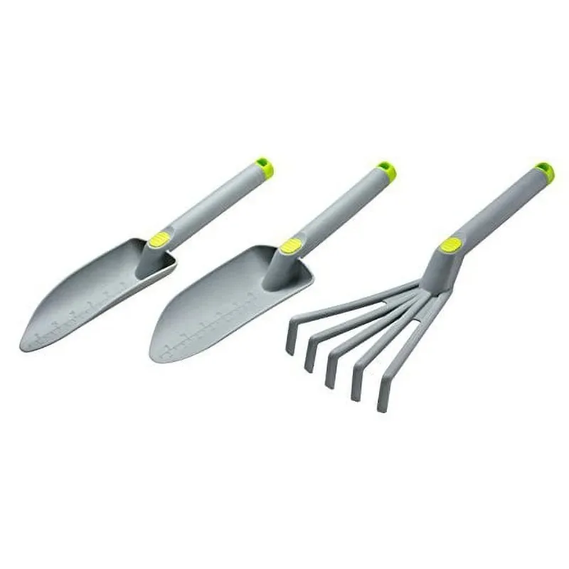 

oGrow 16" Piece Gardening Tool Set: Trowel, Transplanter and 5 Teeth Cultivator - Grey