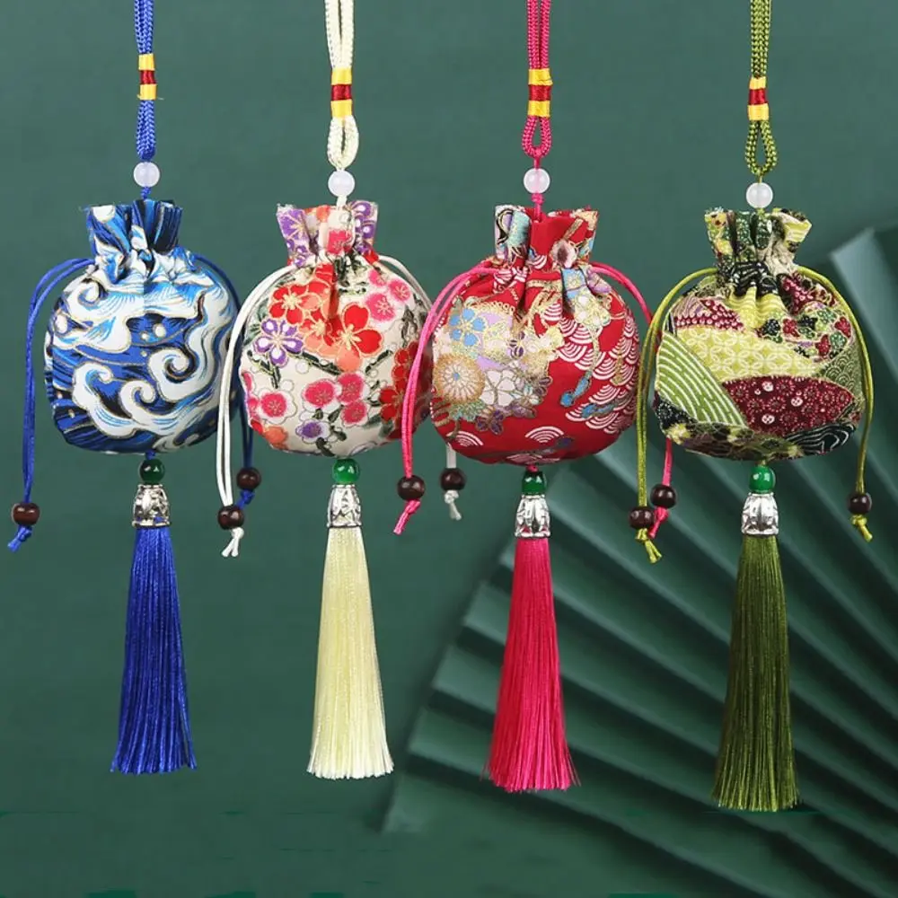 Printing Cloth Sachet Hanging Small Pouch Tassel Small Pouch Jewelry Storage Bag for Filled Fragrant Herbs Chinese Style Sachet