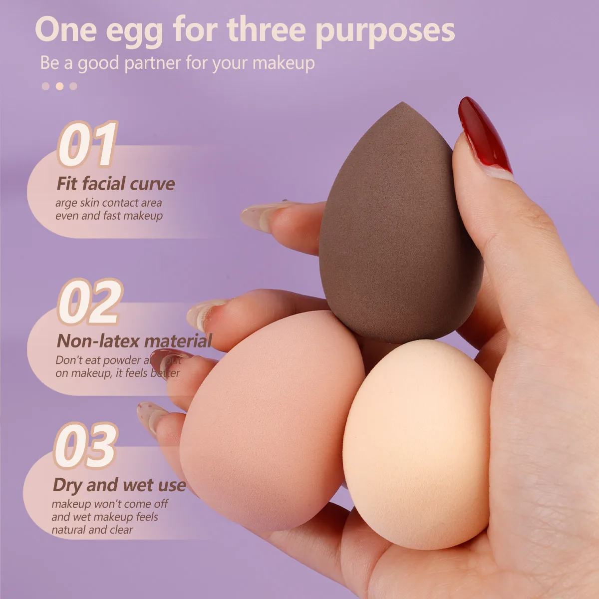4 confezioni di uova di bellezza a goccia d'acqua bagnate e secche senza polvere, strumenti di bellezza per il trucco a contatto con acqua in un grande uovo di bellezza