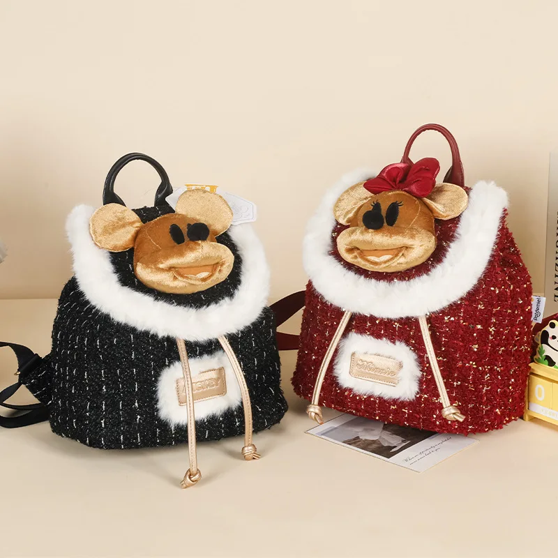 

Плюшевый рюкзак-мешок Disney с Микки и Минни Маус, милая мультяшная сумка на шнурке, повседневная модная сумка для женщин