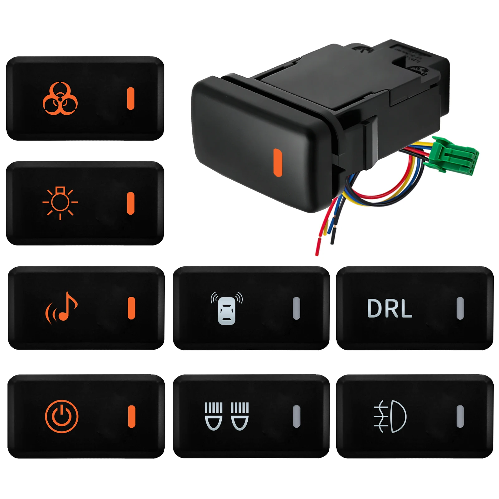 Universal Car Push Switch Button DRL Fog Light Power Fan Heating Radar Music for Toyota Land Cruiser LC100 4700 4500 LX470 Prado