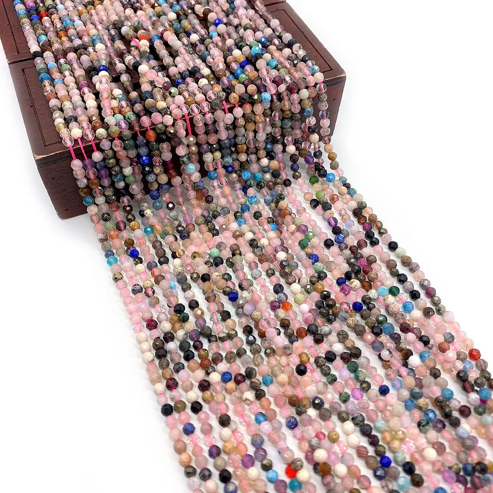 

Colorful Natural Stone Beads 2/3/4mm Small Size Faceted Round Loose Bead 1strand Handmade Necklace Bracelet Bracelet Accessory