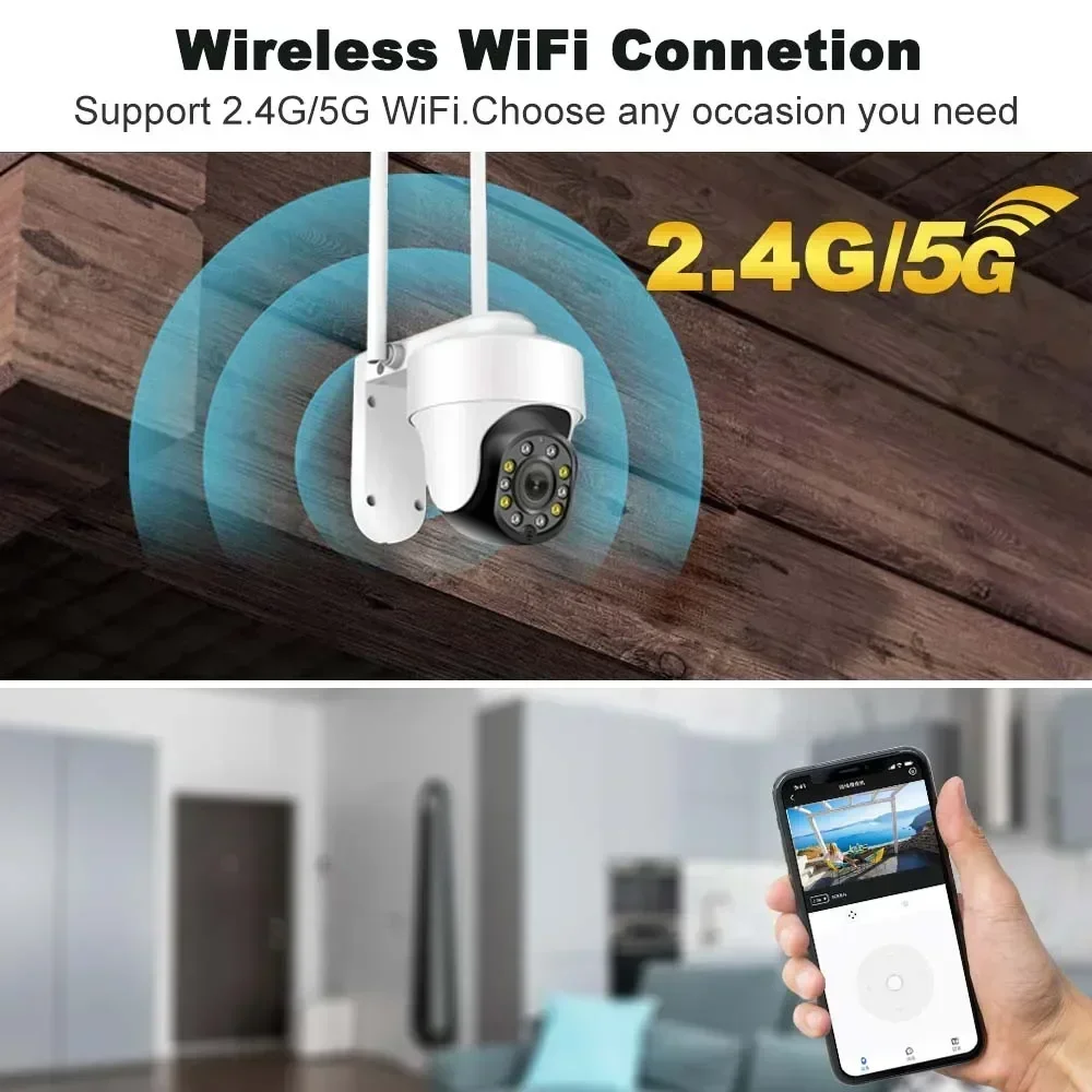 Telecamera IP da 5 MP Telecamera WiFi esterna 2.4G/5G Ai Tracking Video sorveglianza di sicurezza Smart Home Mini Cam