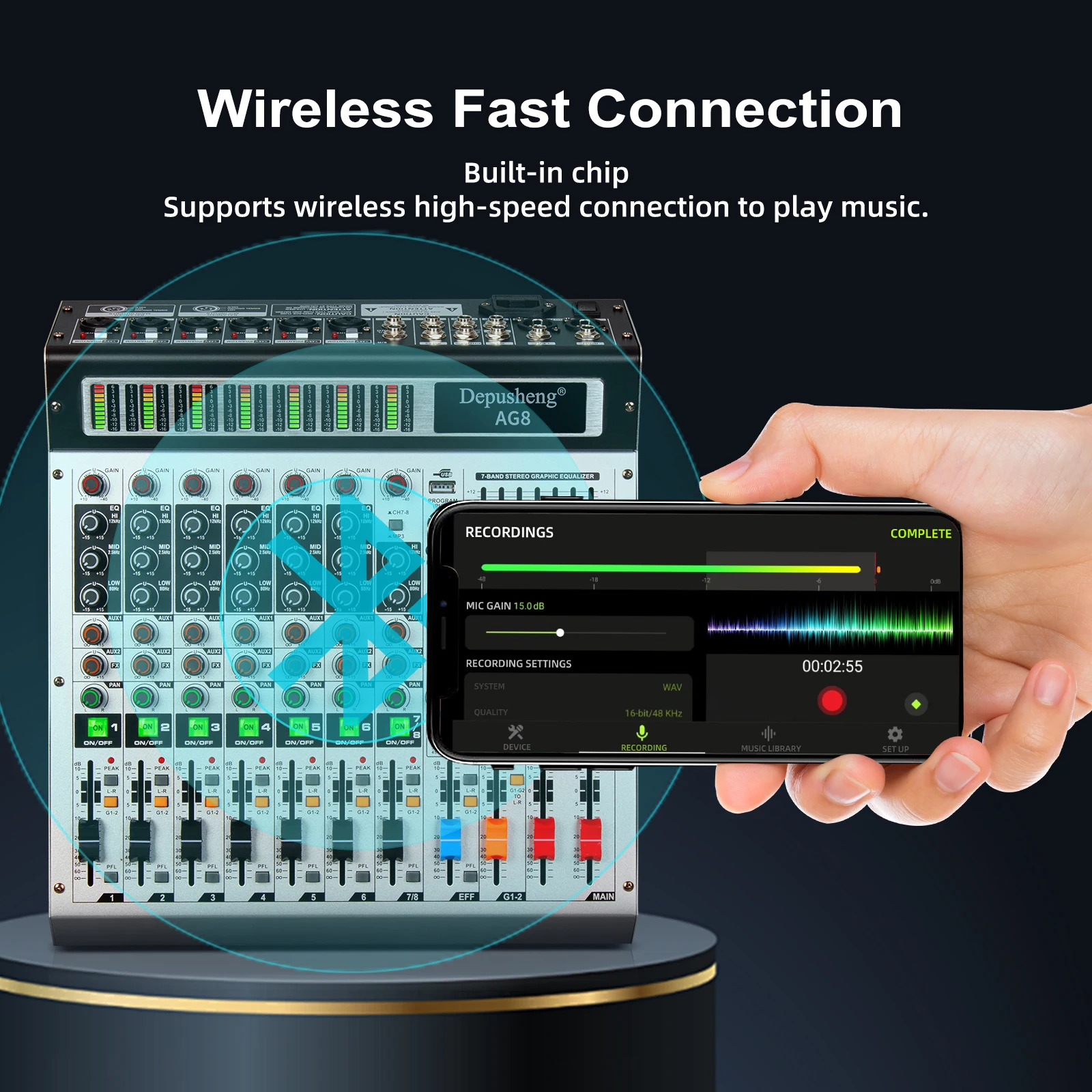 8 قناة خلاط Dj خلط وحدة التحكم بلوتوث 48 فولت فانتوم مراقبة الطاقة نظام الكاريوكي Usb خلاط الصوت لأداء المرحلة