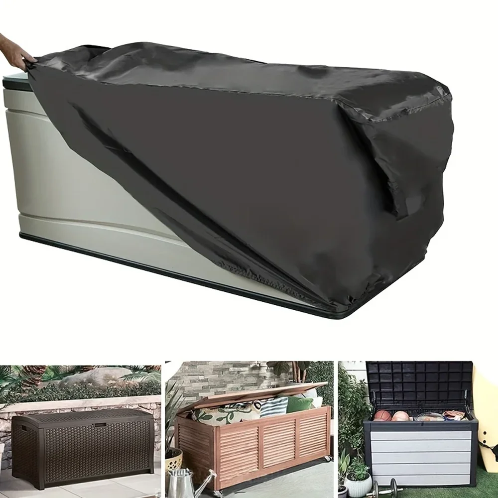 Housse de protection pour coffre de rangement extérieur - Imperméable, résistante aux UV, anti-poussière, housse de protection professionnelle pour coffre de rangement de terrasse 210D