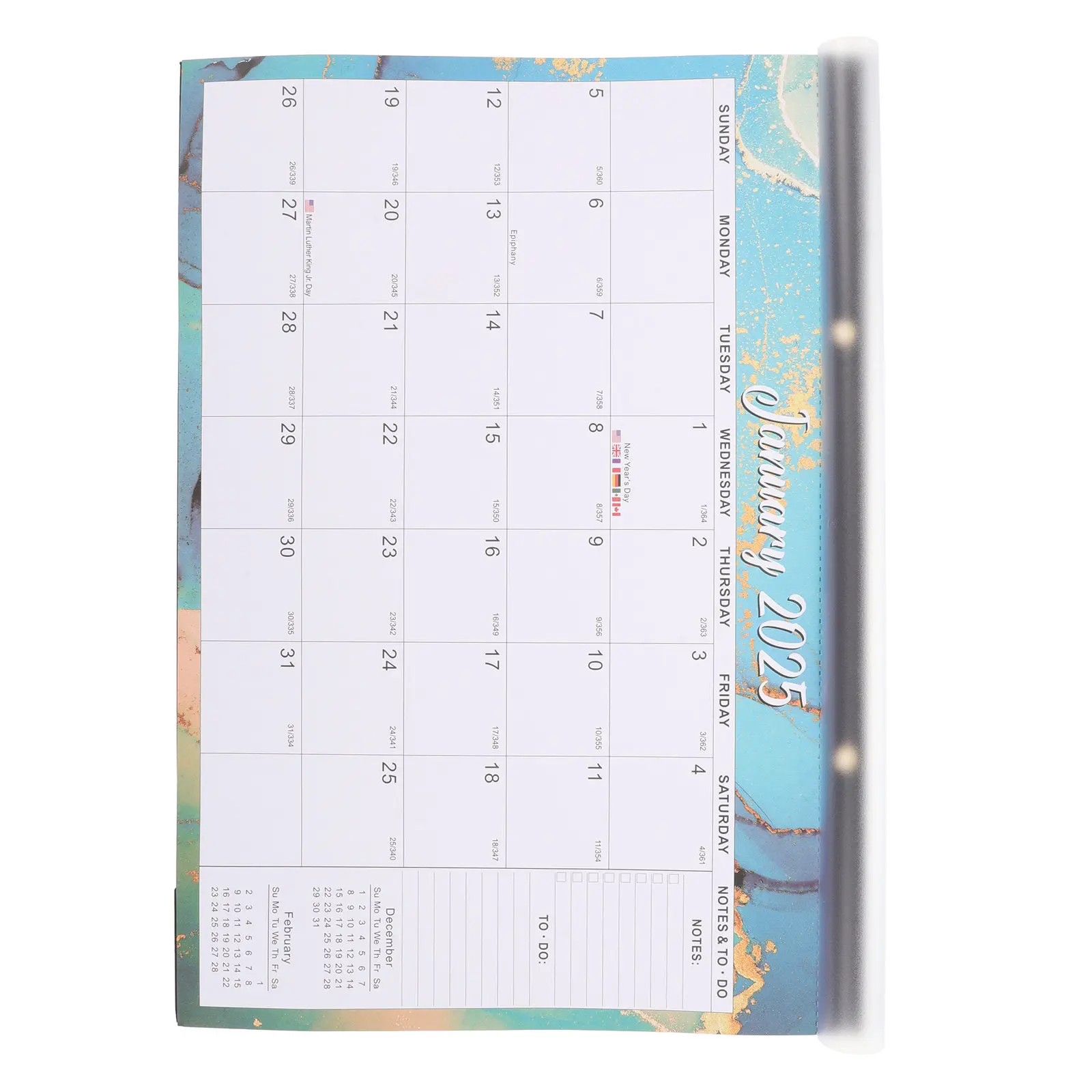 Hanging Wall Calendar 2025-2026 Monthly Noting Calendar Smooth Thick Two-Side Offset Paper Lightweight Easy View Home Office