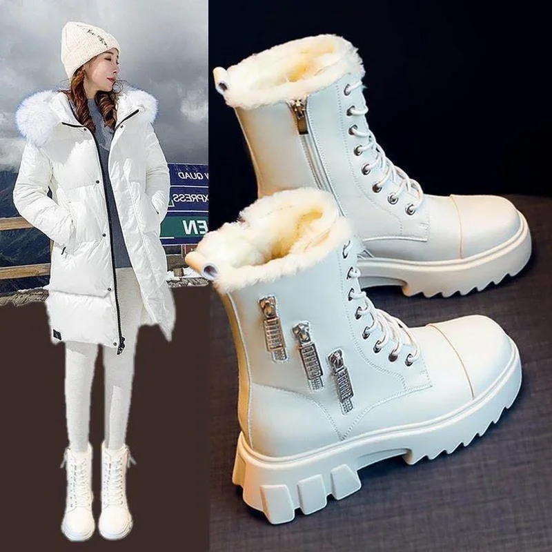 

Cold Resistance -30℃ Thick-Soled Women & Girls Snow Boots Female Antiskid Winter Shoes Size 35-40