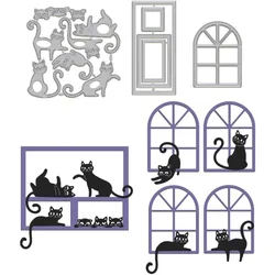 3szt Cats Window Cutting Dies for Card Making Metal Cats Window Frame Die Cuts Embossing Stencils Cutting Dies Template