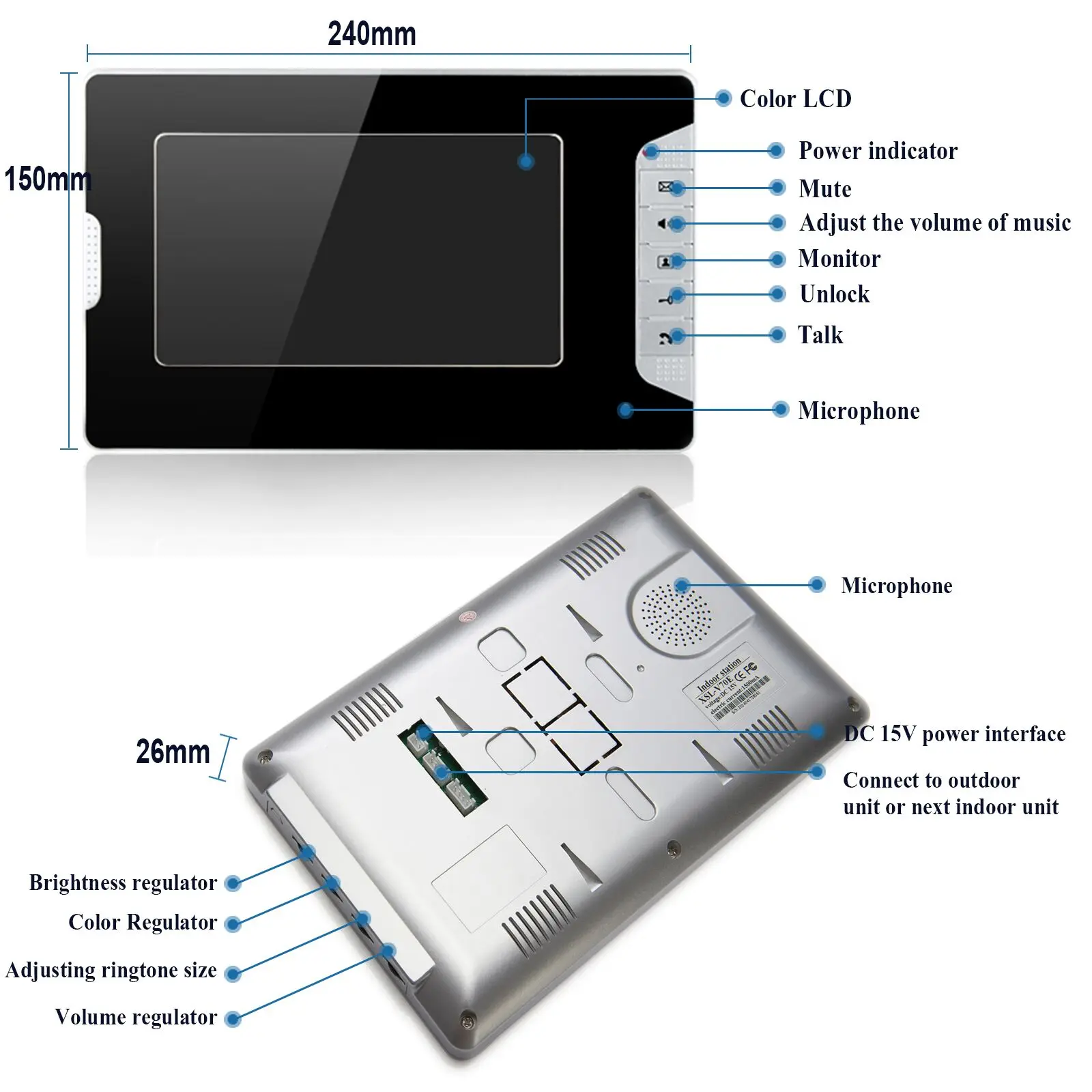 SmartYIBA Wired 7 "pollici Monitor Video campanello videocitofono videocitofono sicurezza visione notturna 1 telecamera 1 ~ 2 sistema di monitoraggio