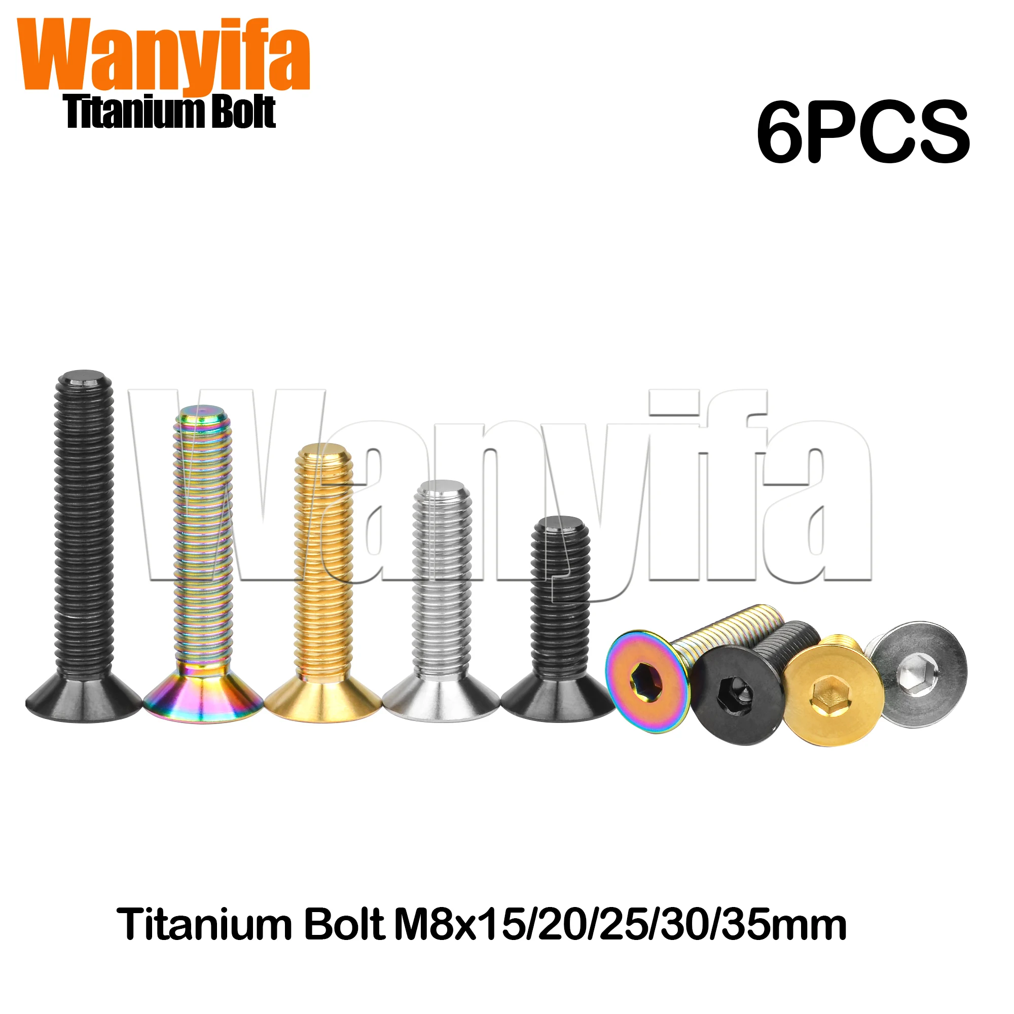 

Wanyifa Titanium Bolts M8x15/20/25/30/35mm Hex Socket Flat Countersunk Head Screw for MTB Part Motorcycle Accessories 6Pcs