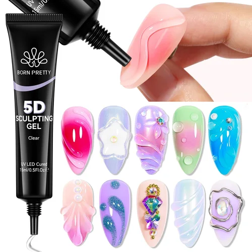 BORN PRETTY 15ml Gel para esculpir 5D Tallas y formas intrincadas Flor Frutas Diseños 3D Nail Art Gel Barniz Manicura