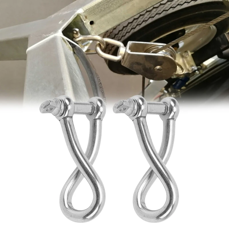 2pcs Twisted Shackle Short Paragraph Rigging Stainless Steel Lifting Ring 6mm 8mm 10mm Shackle Hooks boat rigging hardware