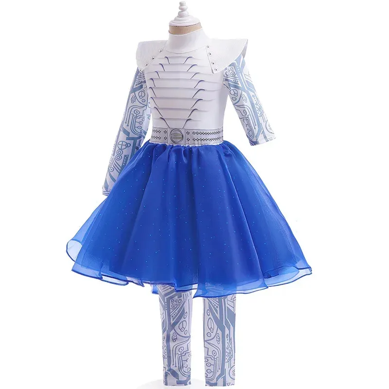 좀비 3 애디슨 외계인 어린이 옷 소녀 치어리더 드레스 코스프레 의상 어린이 판타지아 할로윈 생일 파티 팬시 XQb;4.