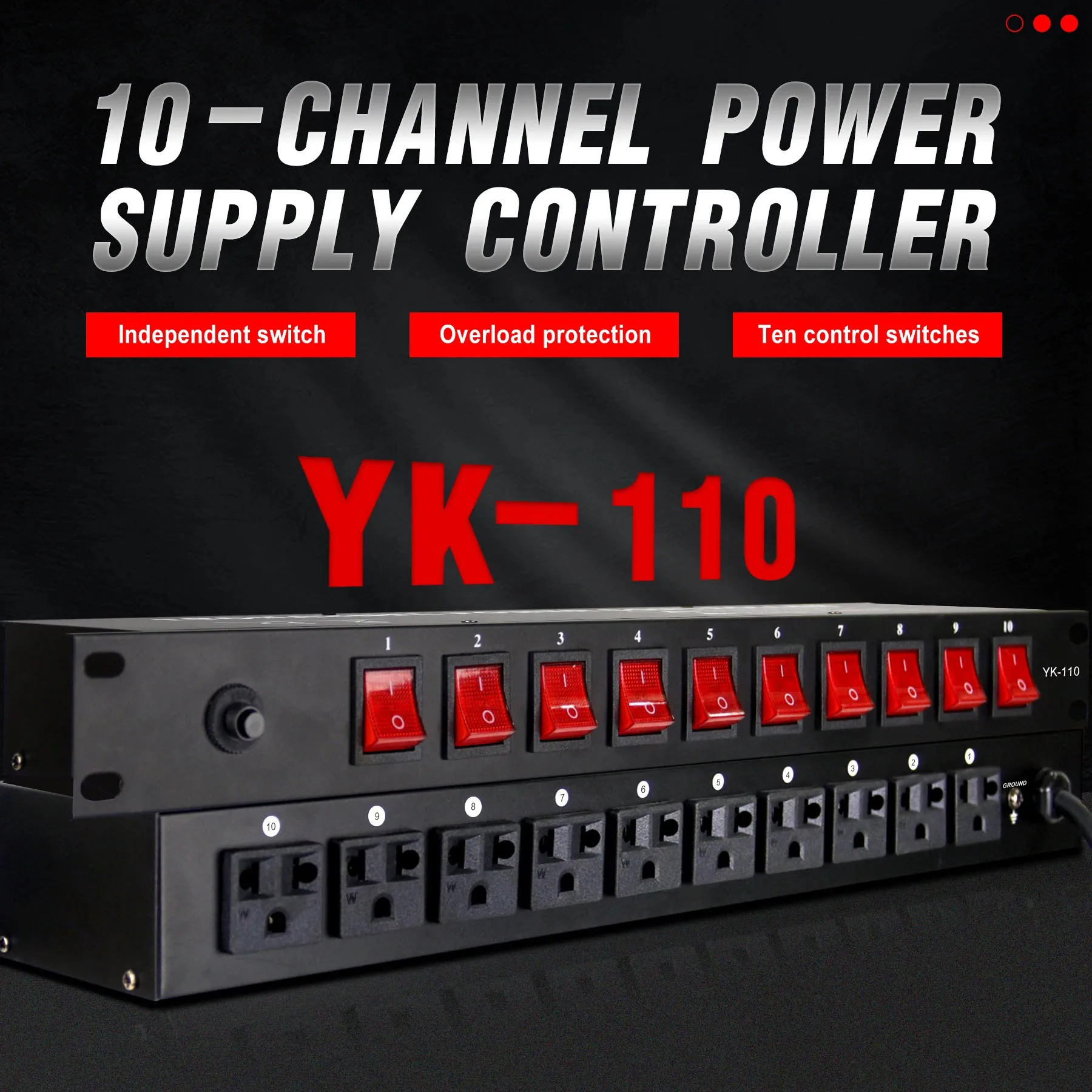 10CH Power Sequencer with Independent Switch & 6-Level Protection for DJ Audio Stage Lighting Universal Plug