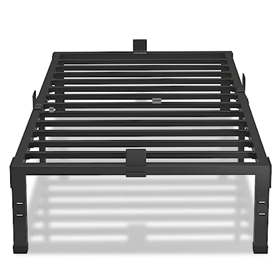 

Bed Frames with Mattress Slide Stopper Black Heavy Duty Metal Platform Bed Frame Steel Slat Support No Box Spring Needed Noise
