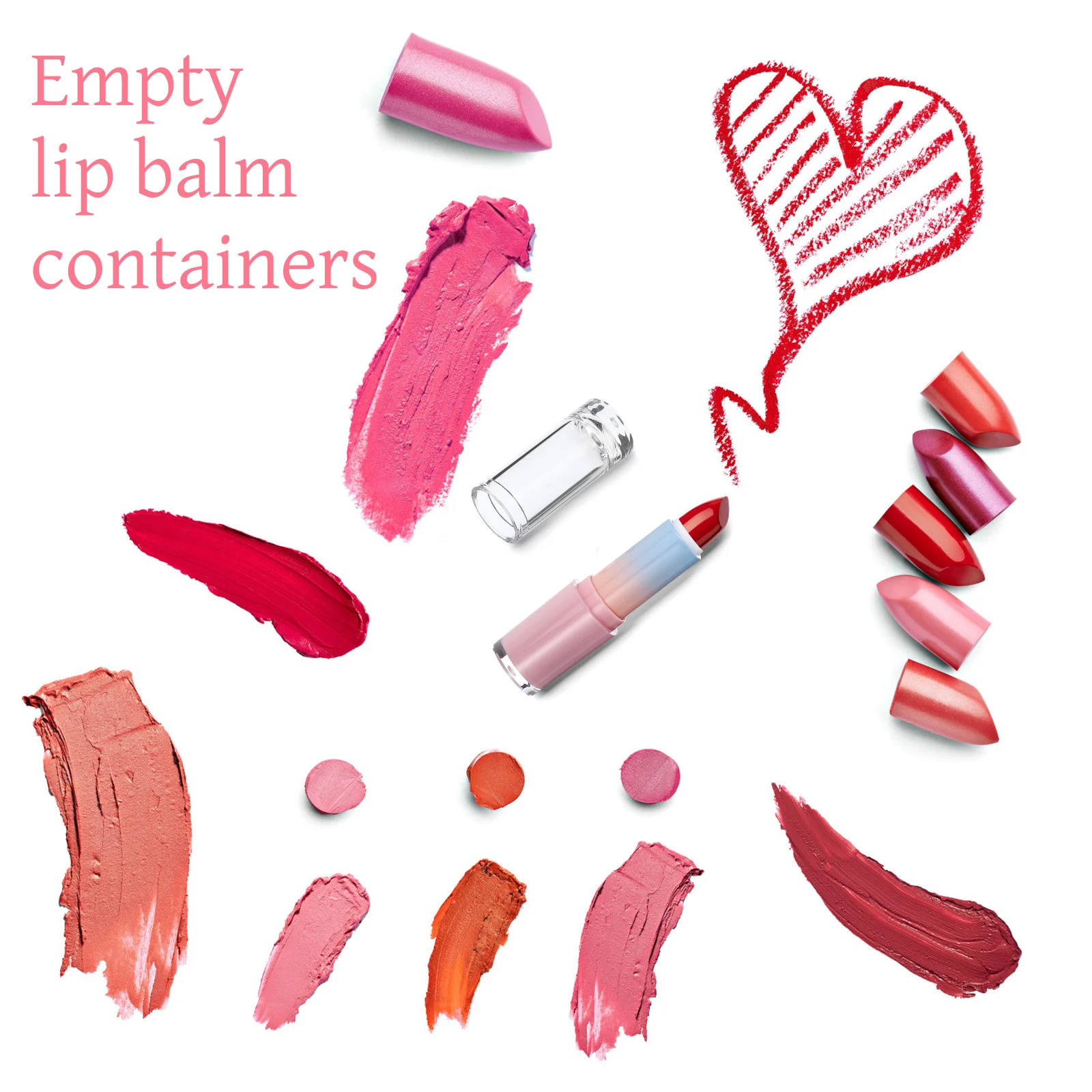 5 Pcs Lipstick Tube Balm Container Filling Empty Reusable DIY Plastic Containers Gradient Tubes