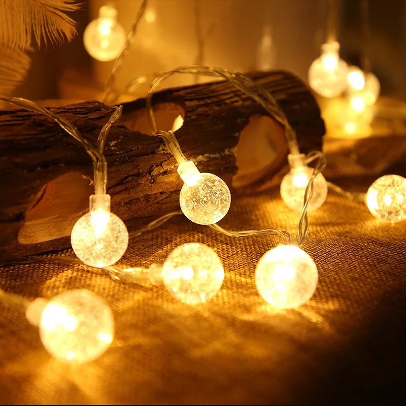 

AA Battery Operated Bubble Ball LED String Lights Golden Glow Indoor Fairy Lights for Wedding Holidays New Year 2026 Decorations