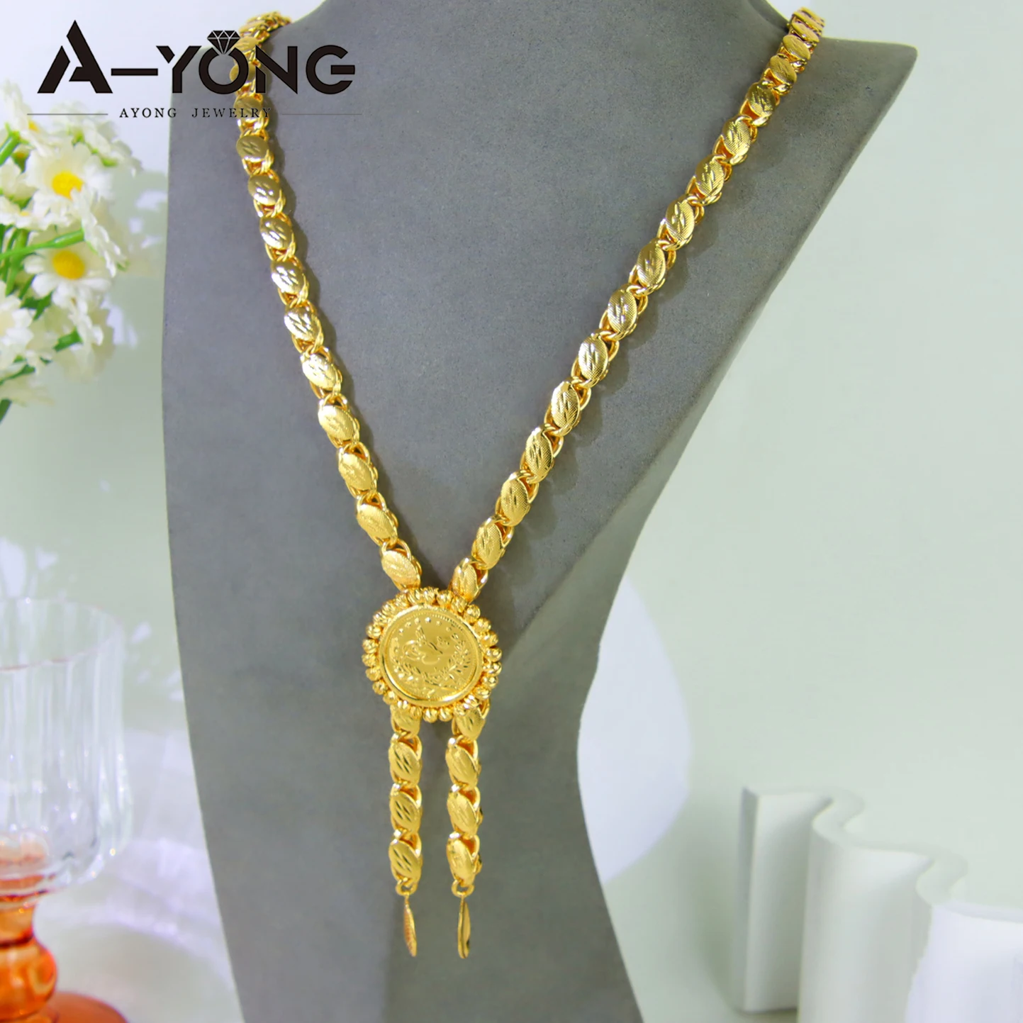 

Нежное свадебное длинное ожерелье из Алжира, 21 К позолоченные турецкие монеты, очаровательные колье, арабские исламские женские свадебные винтажные украшения