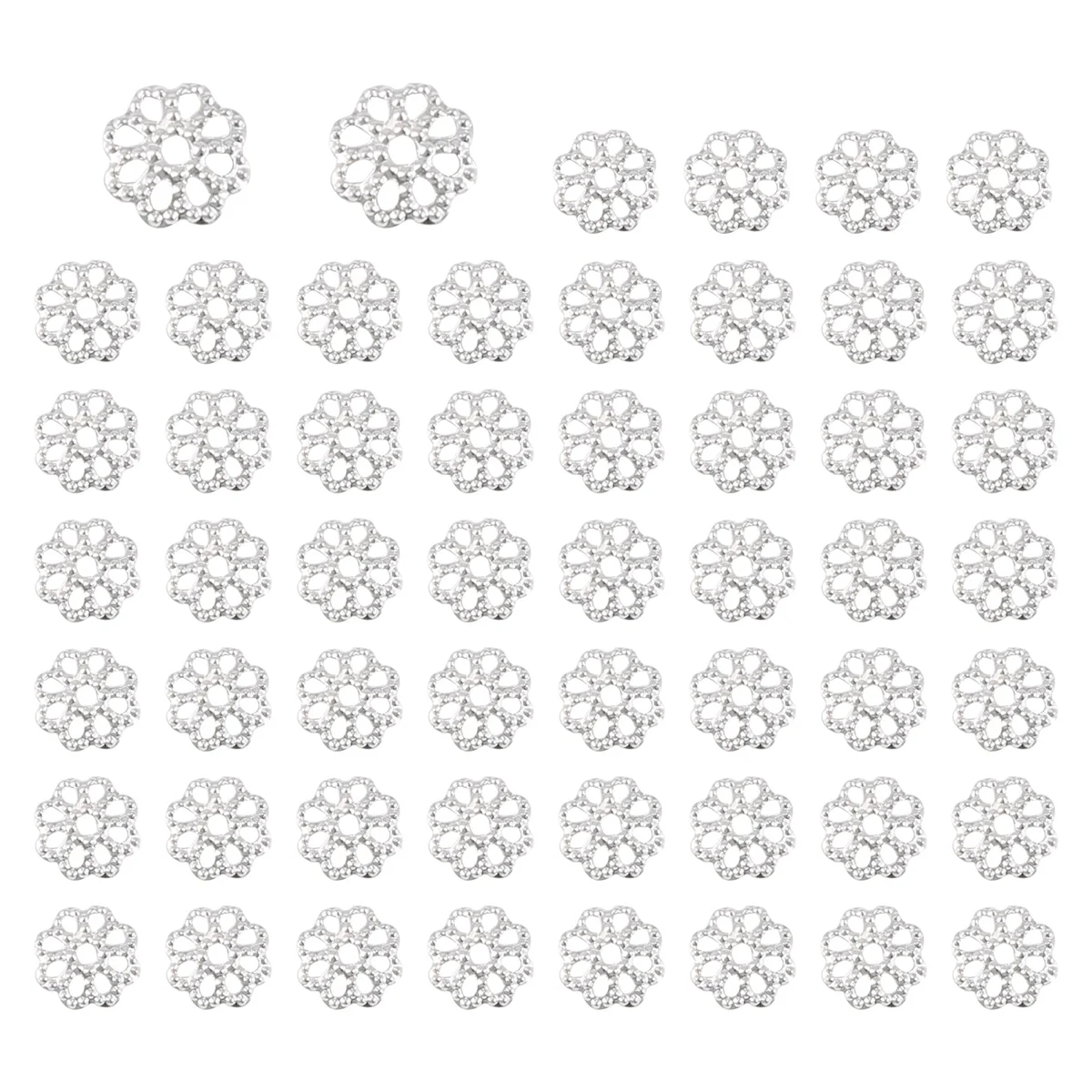 FZFZ 美しいビーズ 6mm シルバートーン フラワービーズキャップ ジュエリー作成用 (約500個)