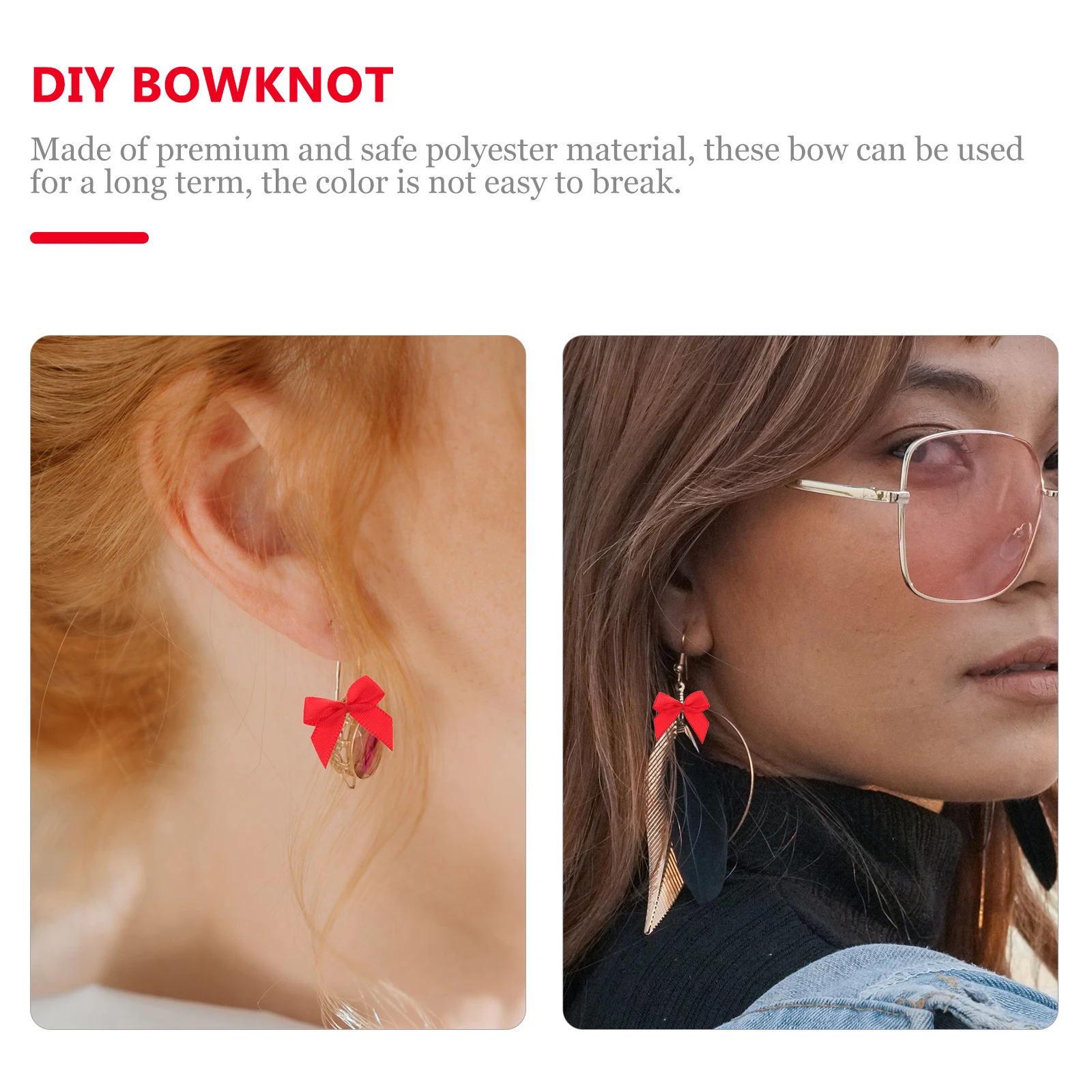 

100pcs Small Butterfly Knot Decorative Bows Red Premium Polyester For Hairpin Making Christmas Wedding Party Decoration Diy