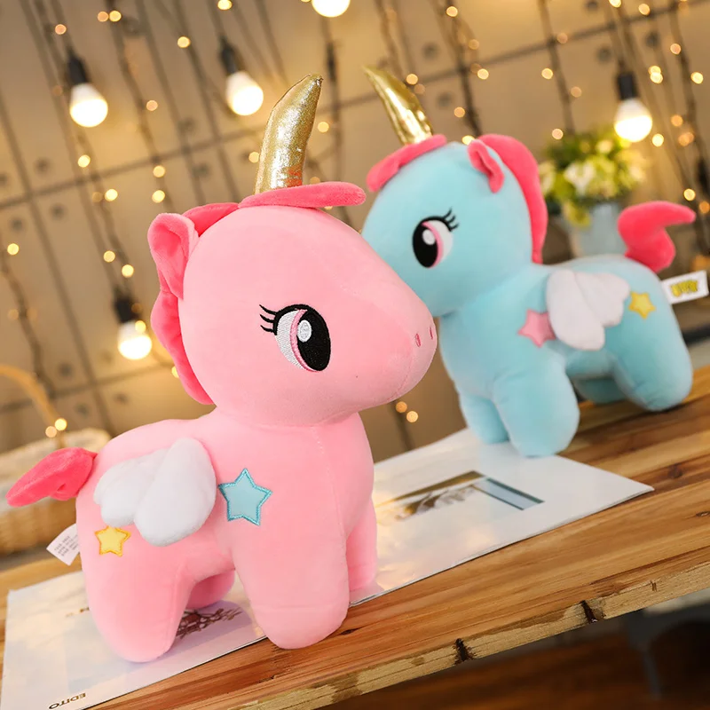 Juguete de peluche de unicornio Kawaii, Animal de peluche suave, caballo lindo, muñeca de apaciguar, juguetes para regalo de cumpleaños, 10/20cm