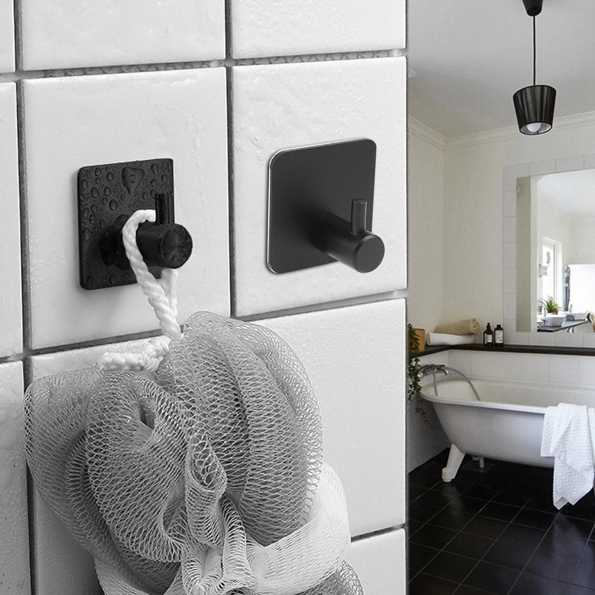 

4pcs Stainless Steel Hooks Strong Adhesive Durable Traceless Wall Mounted Bathroom Kitchen Closet Rack Hanging Clothes Coats