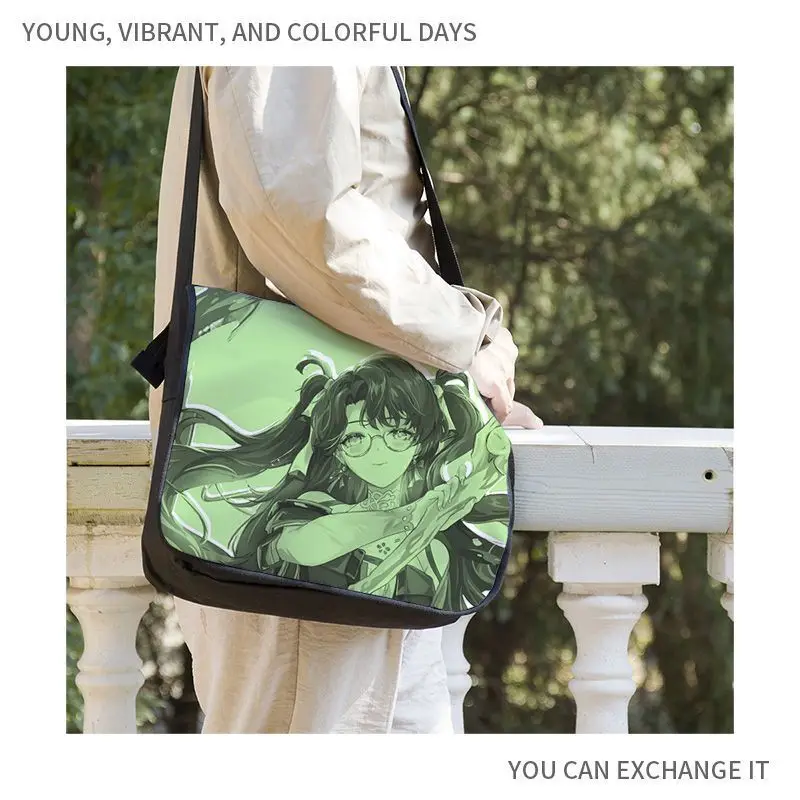 

Ming Chao Folded Handle Canvas Student 2D Shoulder Crossbody Bag Backpack Anime