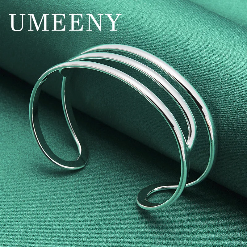 

Fashion 925 sterling silver exquisite simple three-circle open bracelet for women gift wedding engagement jewelry