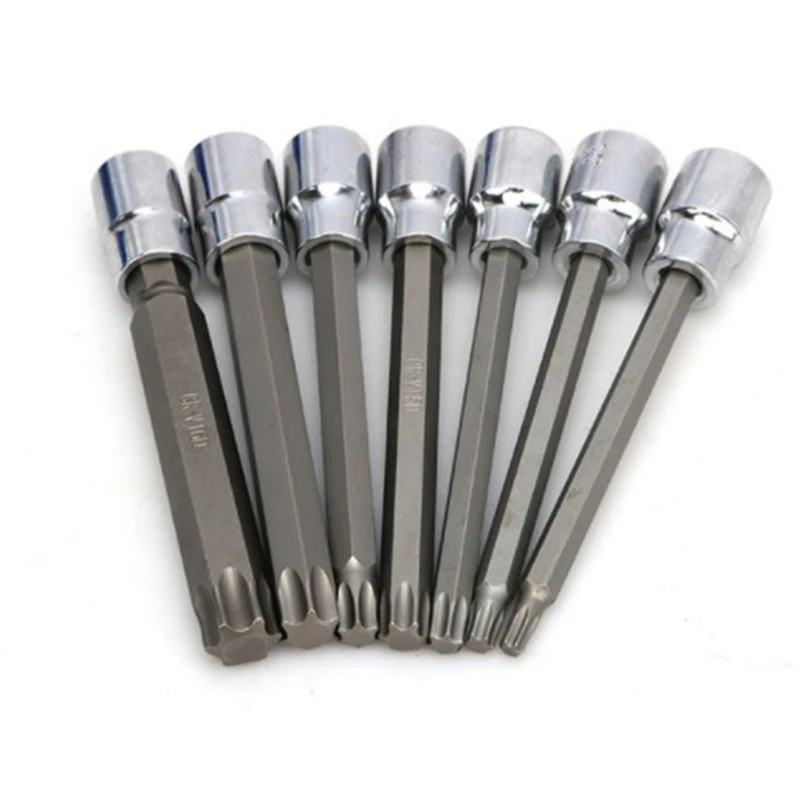 7Pcs/Set 3/8 Inch Socket Tool Set Drive Extra Long Torx Star Bit Sockets Set T25 T30 T40 T45 T50 T55 T60 Hand Tools