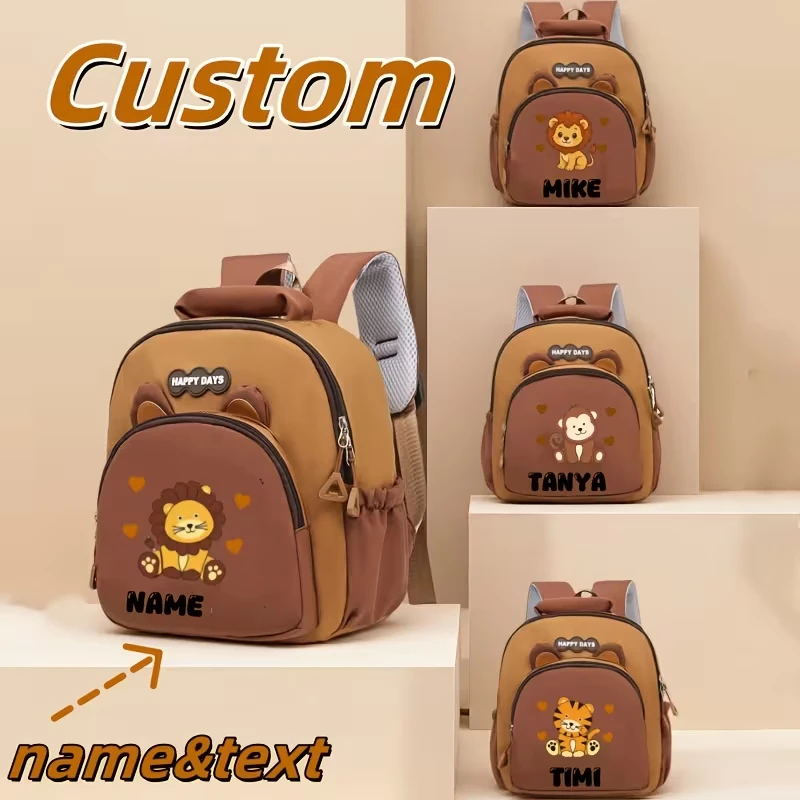 

Customizable name back-to-school season casual versatile large-capacity animal print backpack, suitable for boys and girls for e